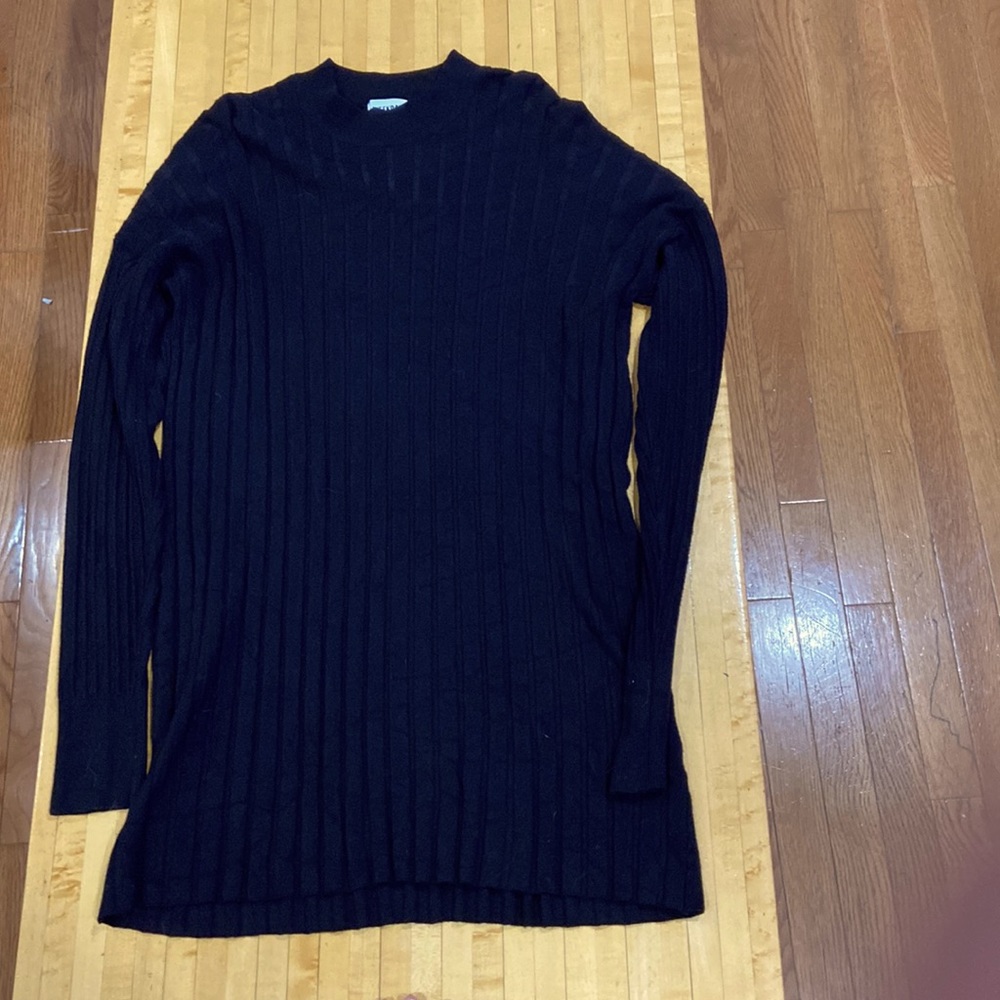 Black ASOS sweater dress with vertical ribbing